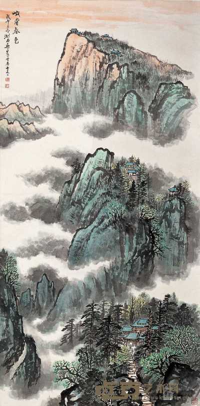 吴一峰 戊午（1978年） 峨眉春色 镜心 136×67cm